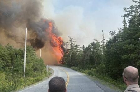 N.S. crews continue battling out-of-control wildfire northeast of Halifax