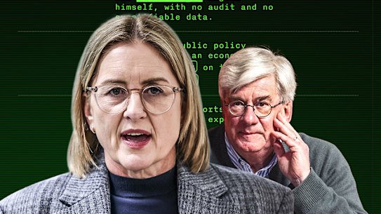 Victorian Premier Jacinta Allan and economist Saul Eslake. 