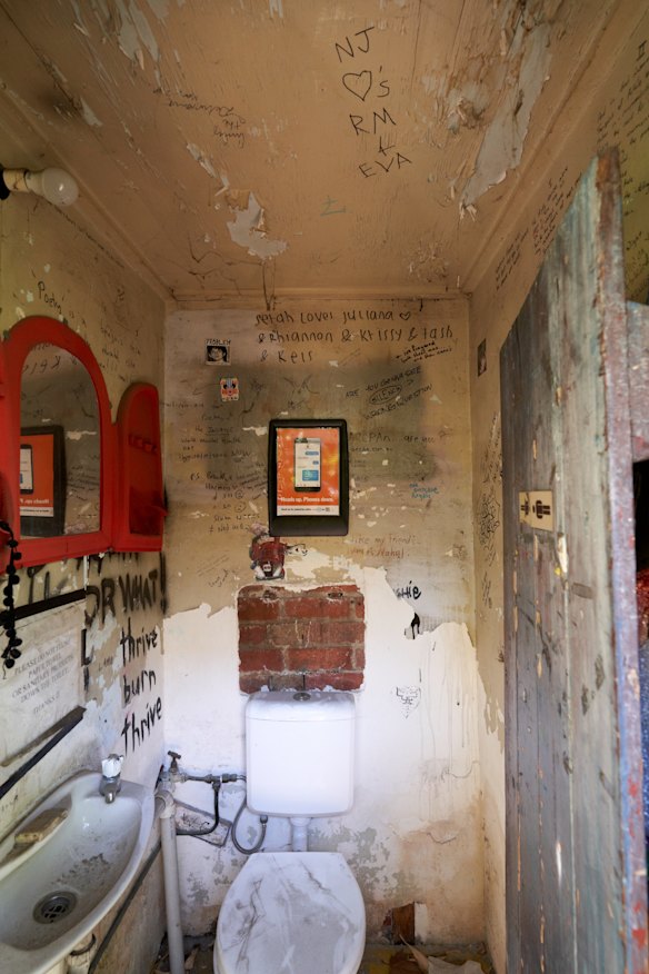 La Mama Theatre’s heritage-listed old dunny, before it was repurposed into a performance platform.