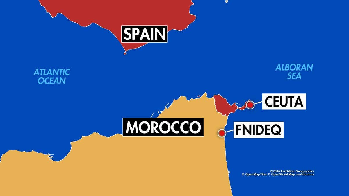 A map showing Ceuta, Spain