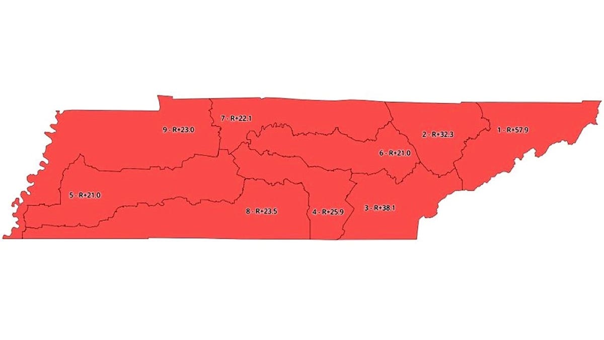 a new tennessee redistricting map that is all red