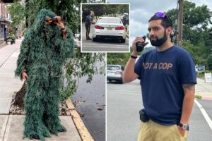 NJ cop disguises himself as a shrub to bust 74 distracted drivers