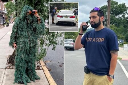 NJ cop disguises himself as a shrub to bust 74 distracted drivers