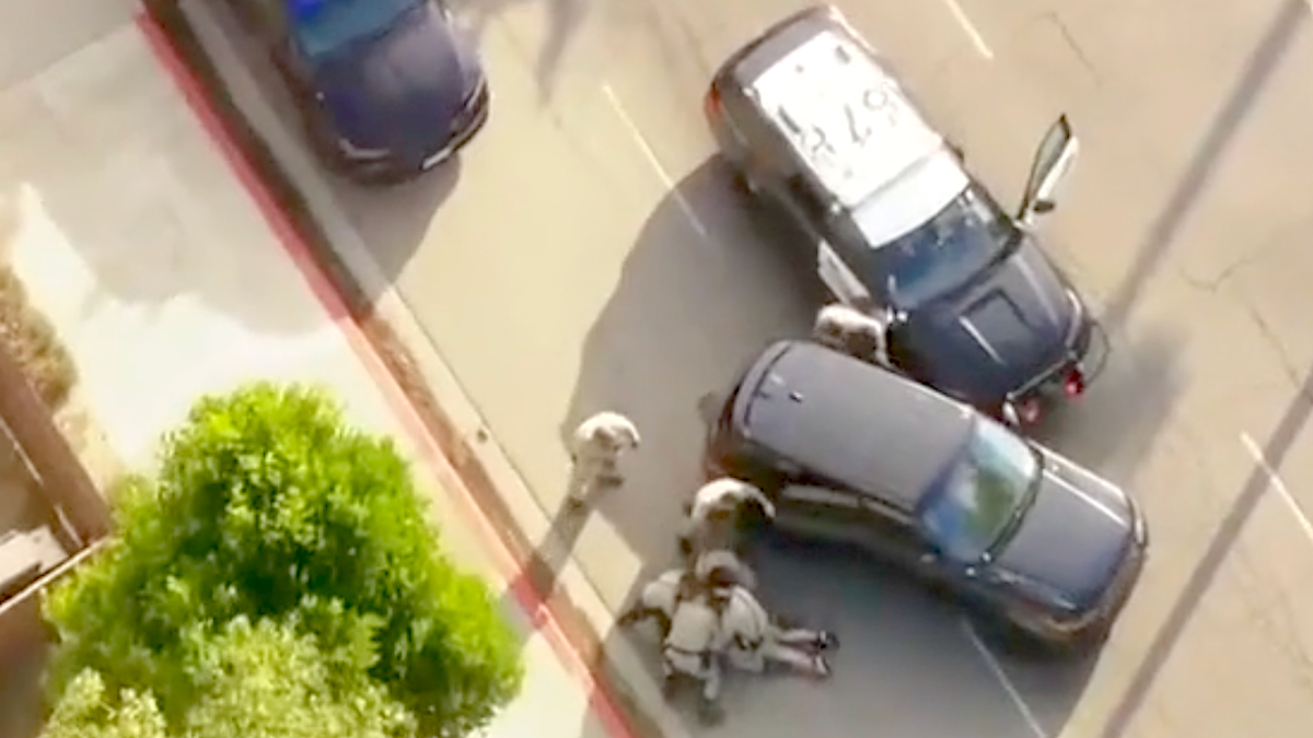 California highway patrol take down a high-speed chase suspect