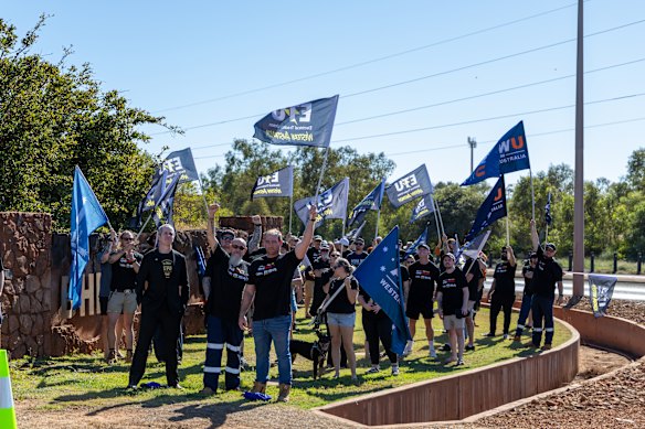 Unions recently took part in industrial action at BHP’s Port Hedland operations.