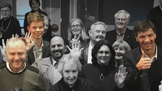 Dallas McInerney, Dylan Whitelaw and Angus Taylor at a Liberal Party function not related to the ICAC inquiry.