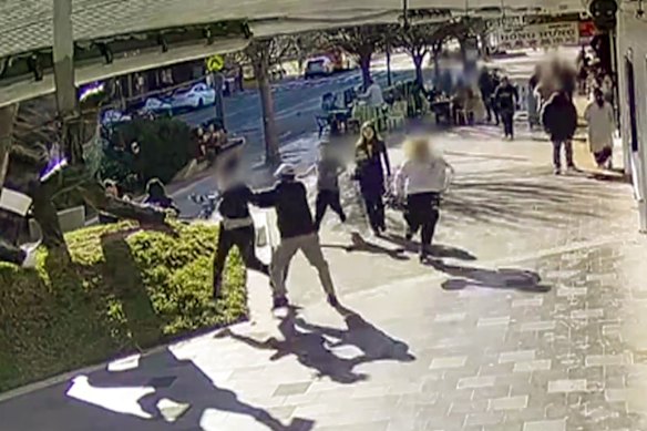 CCTV has captured an attack on a man in his 60s who attempted to stop alleged shoplifters in Sunshine.