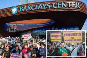 Sophie Cunningham supporters, detractors, rally outside NYC arena during Liberty-Fever WNBA game