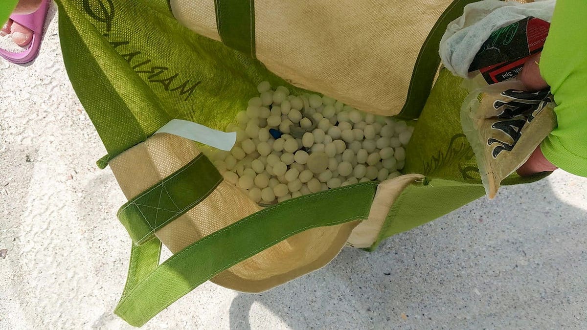 Mothballs in a bag.