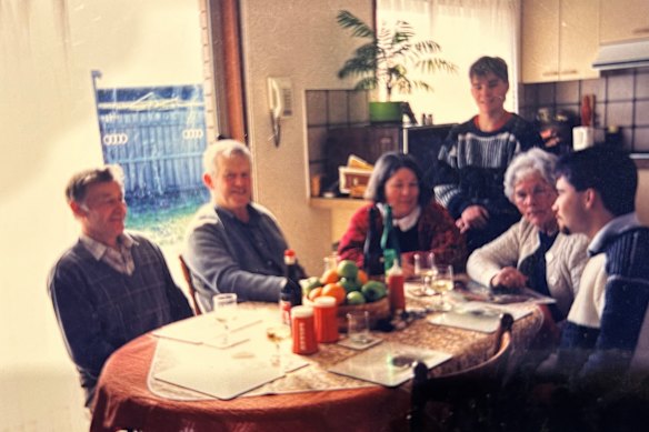 The last known photo taken of Greg Delaney (far right), at lunch the day before he walked out of his family home.