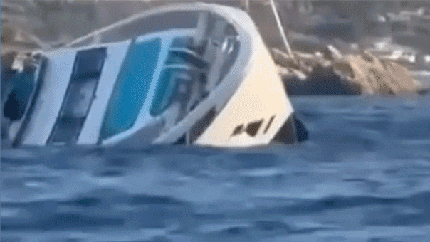 Luxury $9 million yacht caught on camera sinking off coast days after delivery to owner