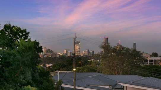 The original view of the city from Greenfield and Ratcliffe’s Villa Street townhouse in Annerley.
