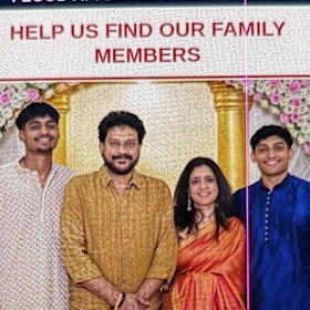 The missing Sydney family in Nepal: (From L-R) Rudhra Iyer, 20, the father Sreedharan Iyer, 53, his wife Lakshmi, 49, and Rishab, 23.