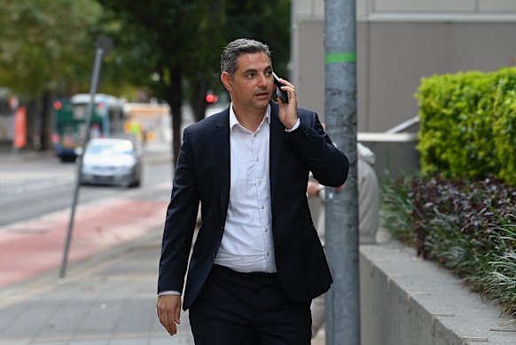 Liverpool Mayor Ned Mannoun arrives at the Industrial Relations Commission in Parramatta in May.