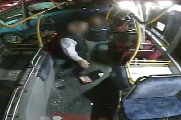 Footage from the Brisbane council bus shows the moment a Toyota Yaris ploughed into it, and the aftermath.