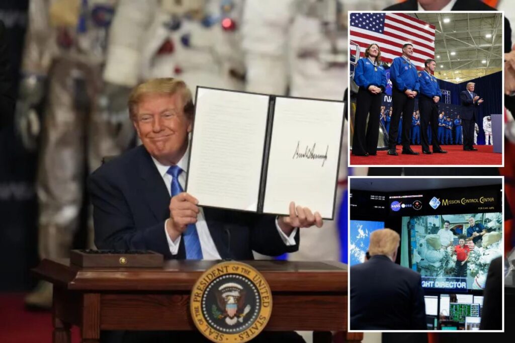 Trump unveils Space Academy to rival West Point — as ISS astronaut tells prez mustache is ‘great in microgravity’