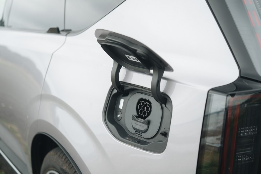 Image of a charging port on a Volvo car