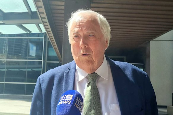 Billionaire businessman Clive Palmer outside Brisbane Magistrates Court on September 7.