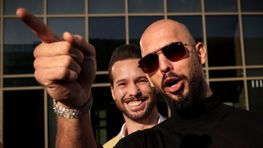 Andrew Tate (right) and his brother Tristan in Bucharest, Romania, in January.