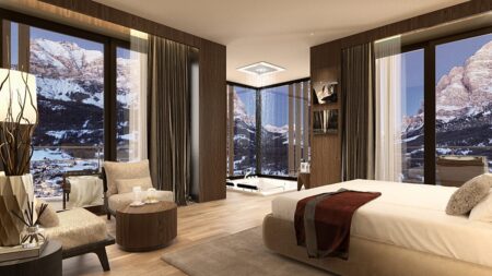 Every room in this soon-to-open hotel boasts views of the Dolomites