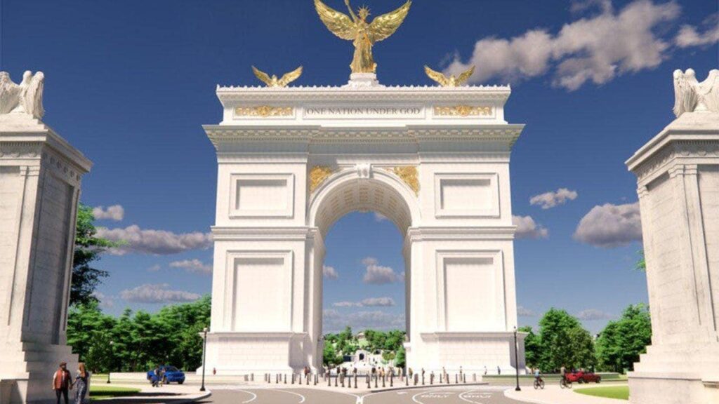 Trump says new arch will also deploy drones, position snipers and store ammo