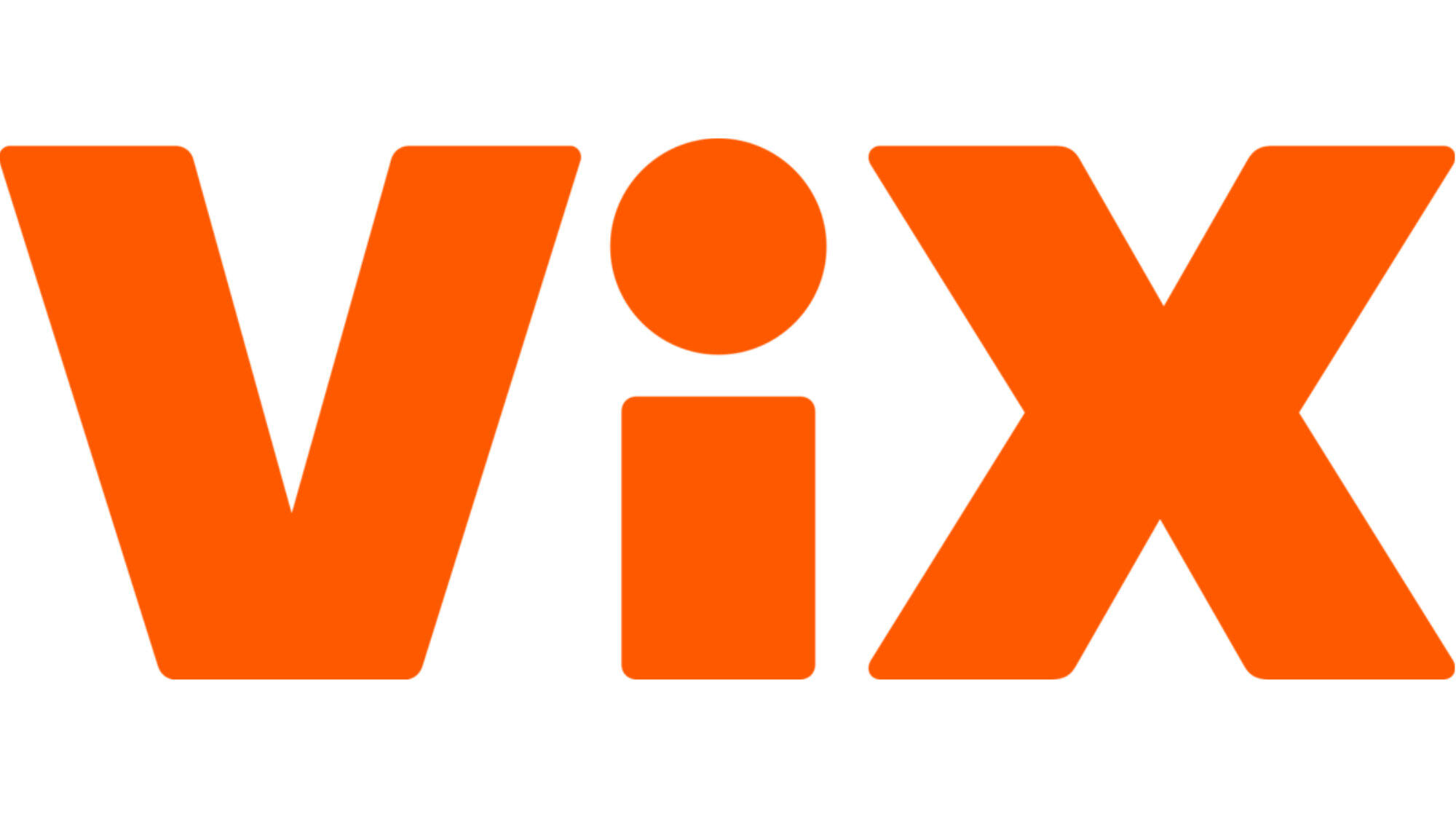 The logo for Spanish language broadcasting network Vix in orange on a white background.