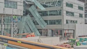 The horrifying moment roof collapses at Curtin University worksite