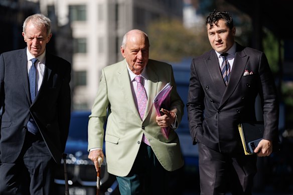 Alan Jones outside the Downing Centre Local Court on Thursday.