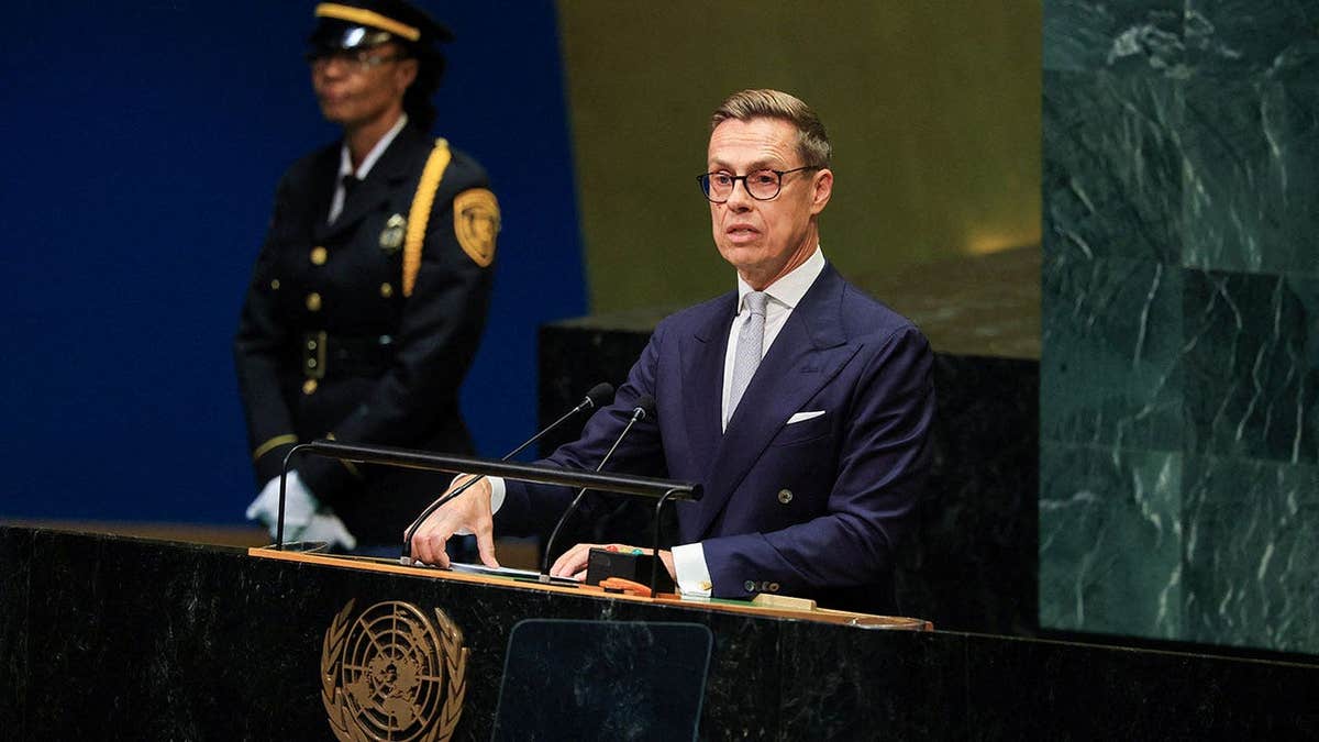 Finland's President Alexander Stubb addresses the 81st United Nations General Assembly