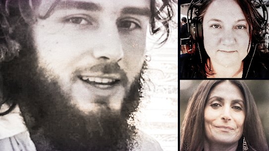 Patrick Stevenson, his mother Angela Bell (top right) and his lawyer Bernadette Zaydan (bottom right).