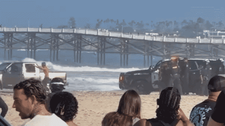 Suspected DUI driver leads cops on wild chase before dramatic takedown on popular California beach