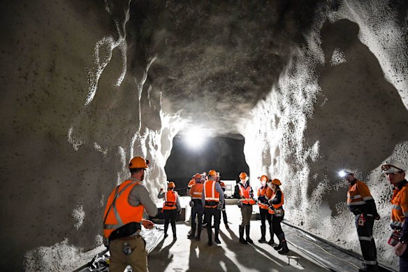 The dark matter lab under construction a kilometre underground at the Stawell Gold Mine in 2021.