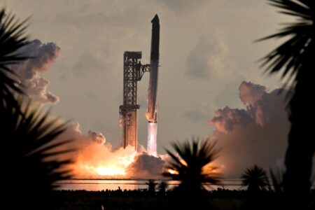 SpaceX launches massive Starship into orbit for the first time despite engine shutting down