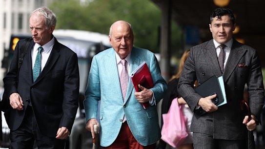 Alan Jones outside the Downing Centre Local Court on Thursday.
