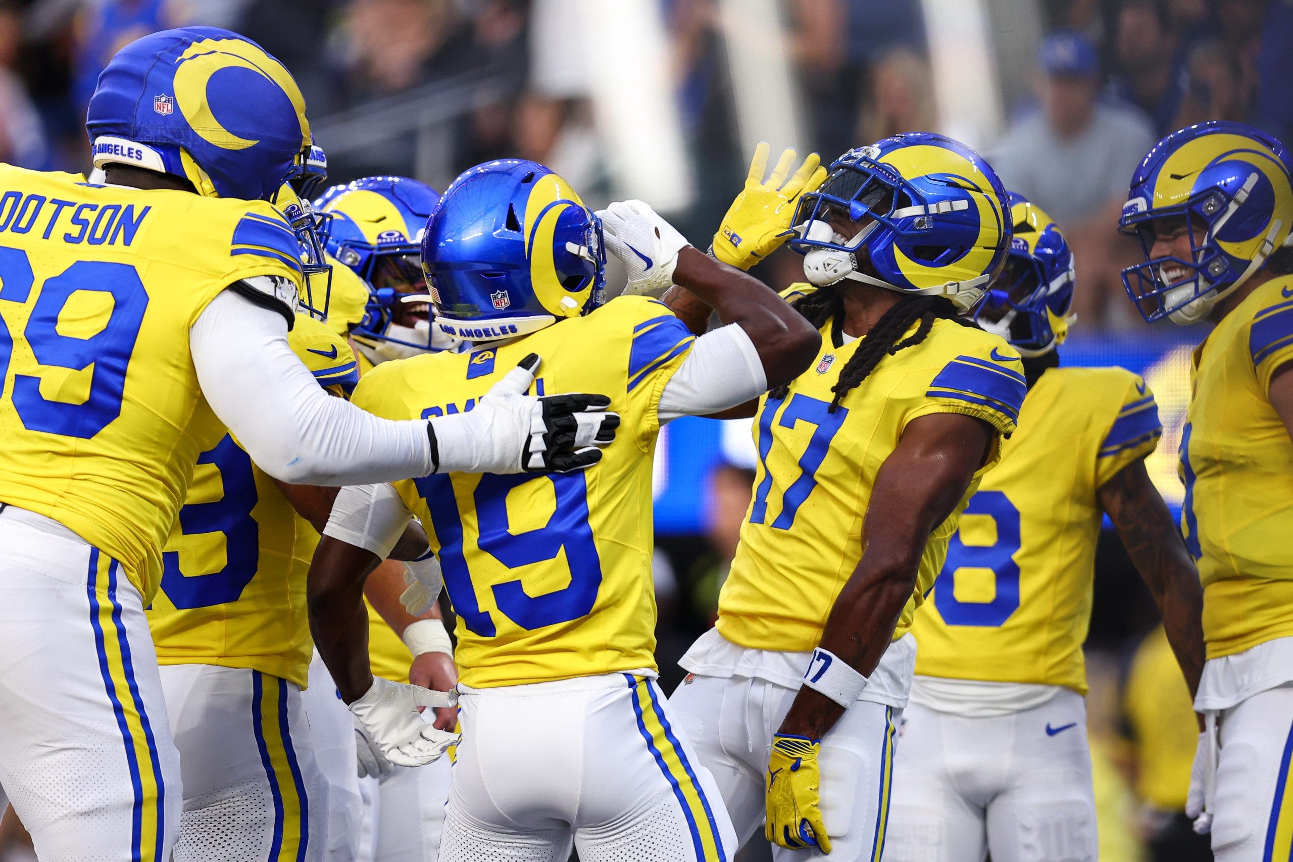 It was a party for Davante Adams and the Rams offense on Monday night at SoFi Stadium. (Brooke Sutton/Getty Images)