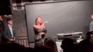 Protester storms DC party, flips off crowd as ‘USA!’ chants erupt amid Trump’s AI push