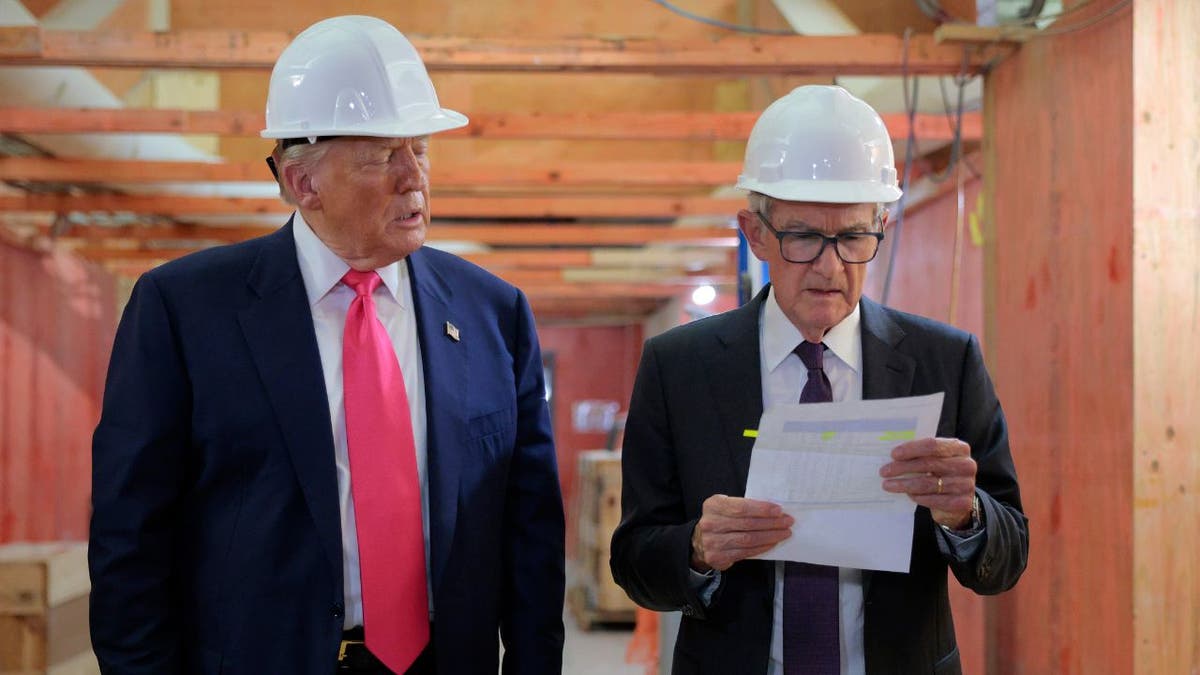 President Donald Trump and Federal Reserve Chairman Jerome Powell at a tour of the Fed's renovation