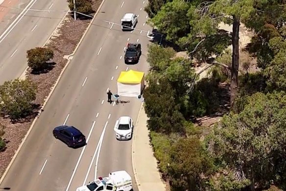 The cyclist died at the scene on North Lake Road in Bibra Lake.