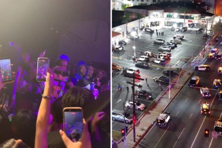 Horrific moment shots ring out inside packed LA nightclub near university campus with two dead