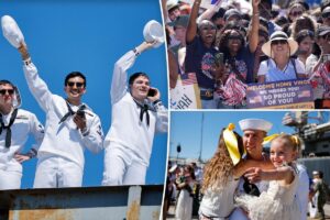 Monster US aircraft carrier returns to California after incredible ten-month Middle East mission