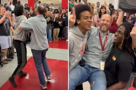 Students prank principal by pretending to have a fight on his birthday in viral video
