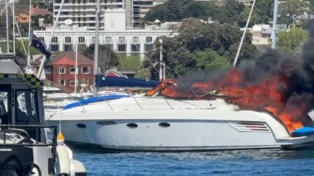 Yacht gutted by fierce blaze off Double Bay