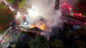 Firefighters save historic 'Godfather' church from raging NYC warehouse blaze