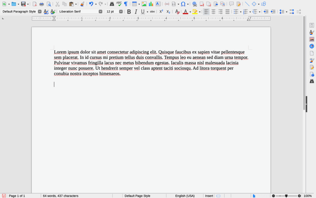 A Writer doc in LibreOffice.