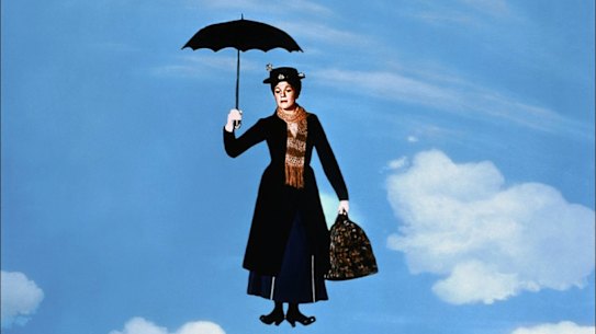 Julie Andrews as the magical Mary Poppins in the 1964 movie of the same name.