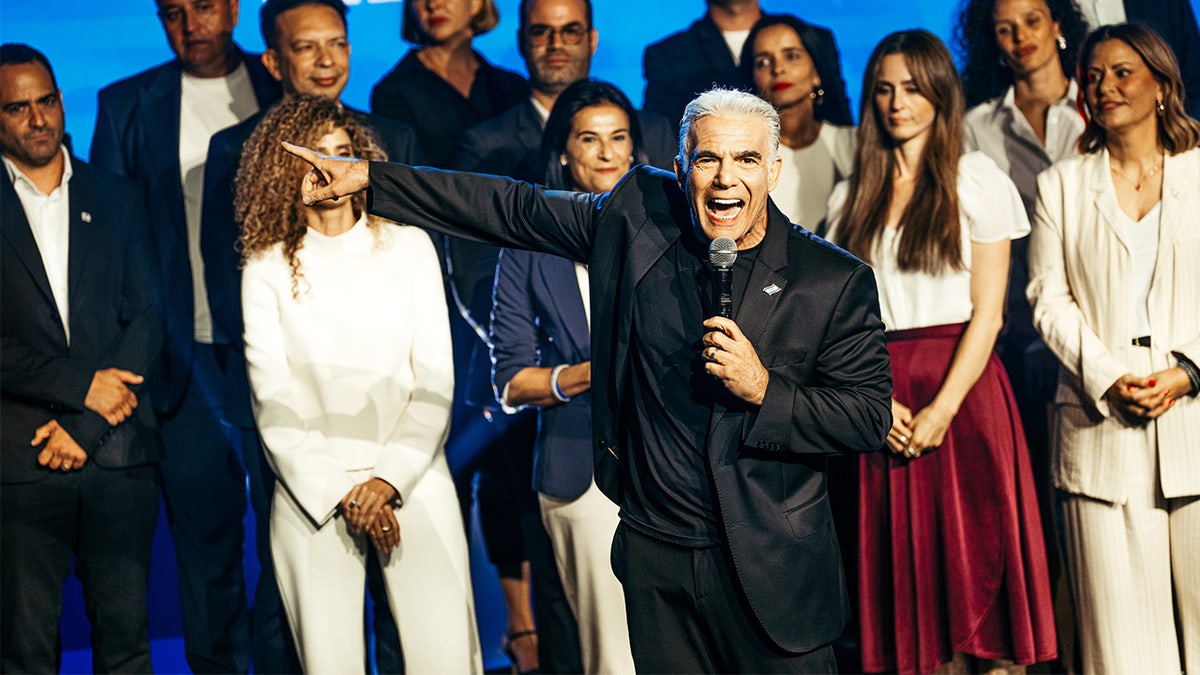 Yair Lapid speaks At EXPO Tel Aviv before elections held in October 27