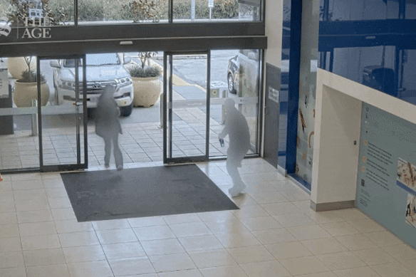 A car crashes through the doors of Northland shopping centre in June, 2025.