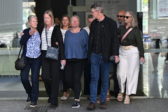 Family and friends of Frances Crawford outside court.