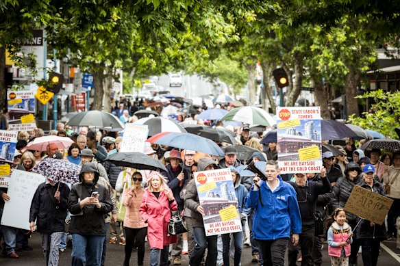 Locals in Brighton protested the Labor government’s proposed activity centre in November.