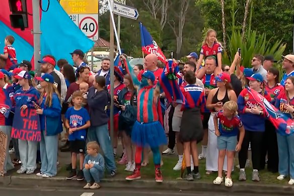 Newcastle Knights fans gathered to send off their team.